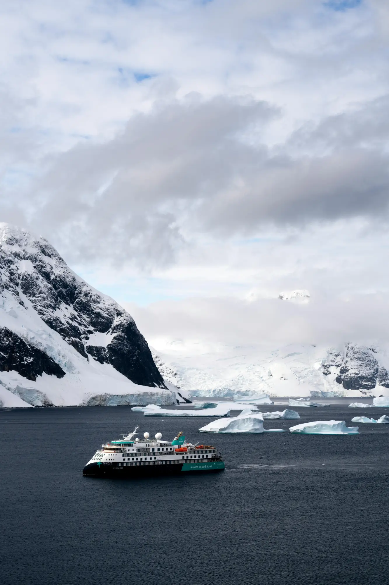 A ship on an expedition in Antarctica.