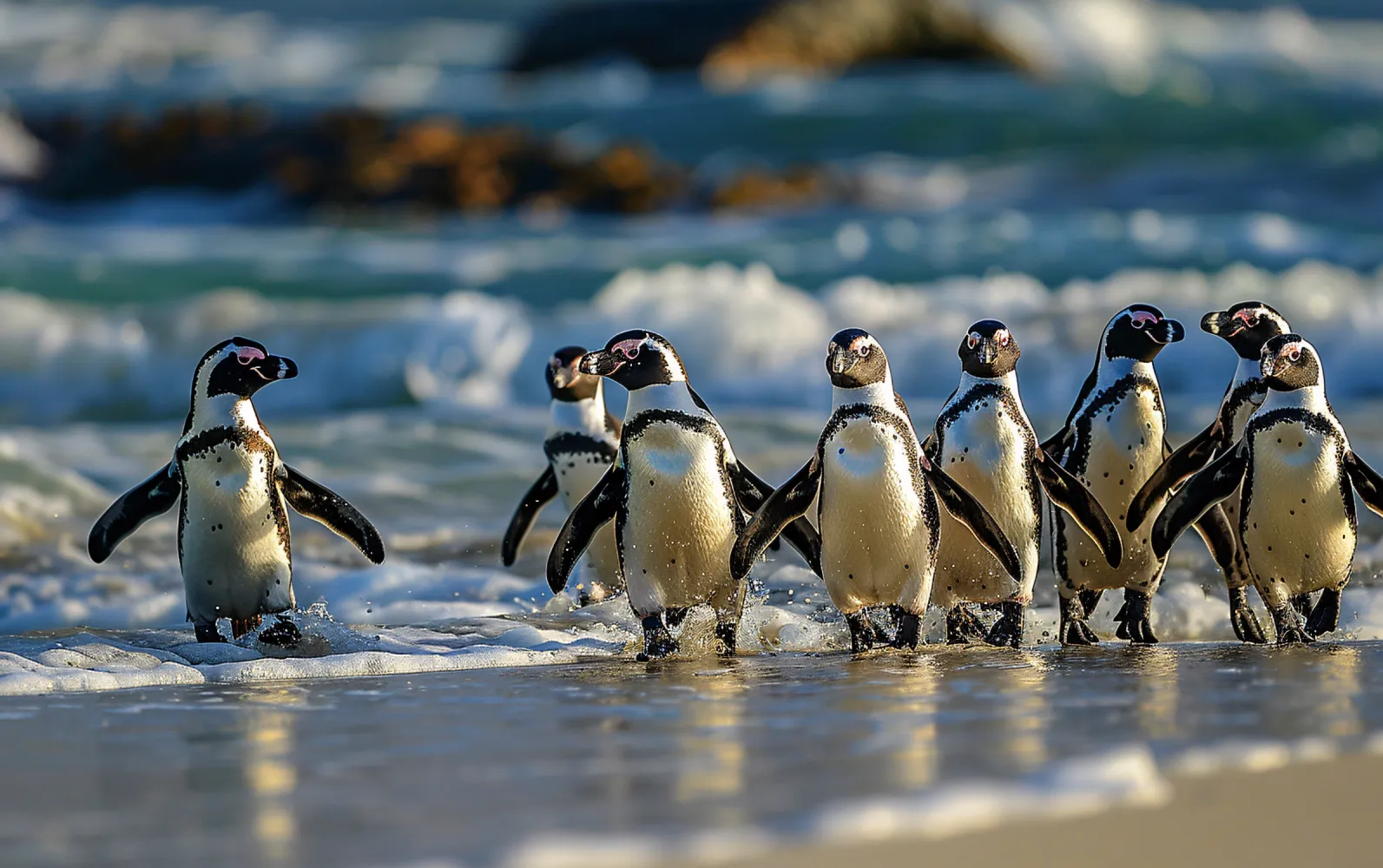 Penguins on a beach in Cape Town, South Africa