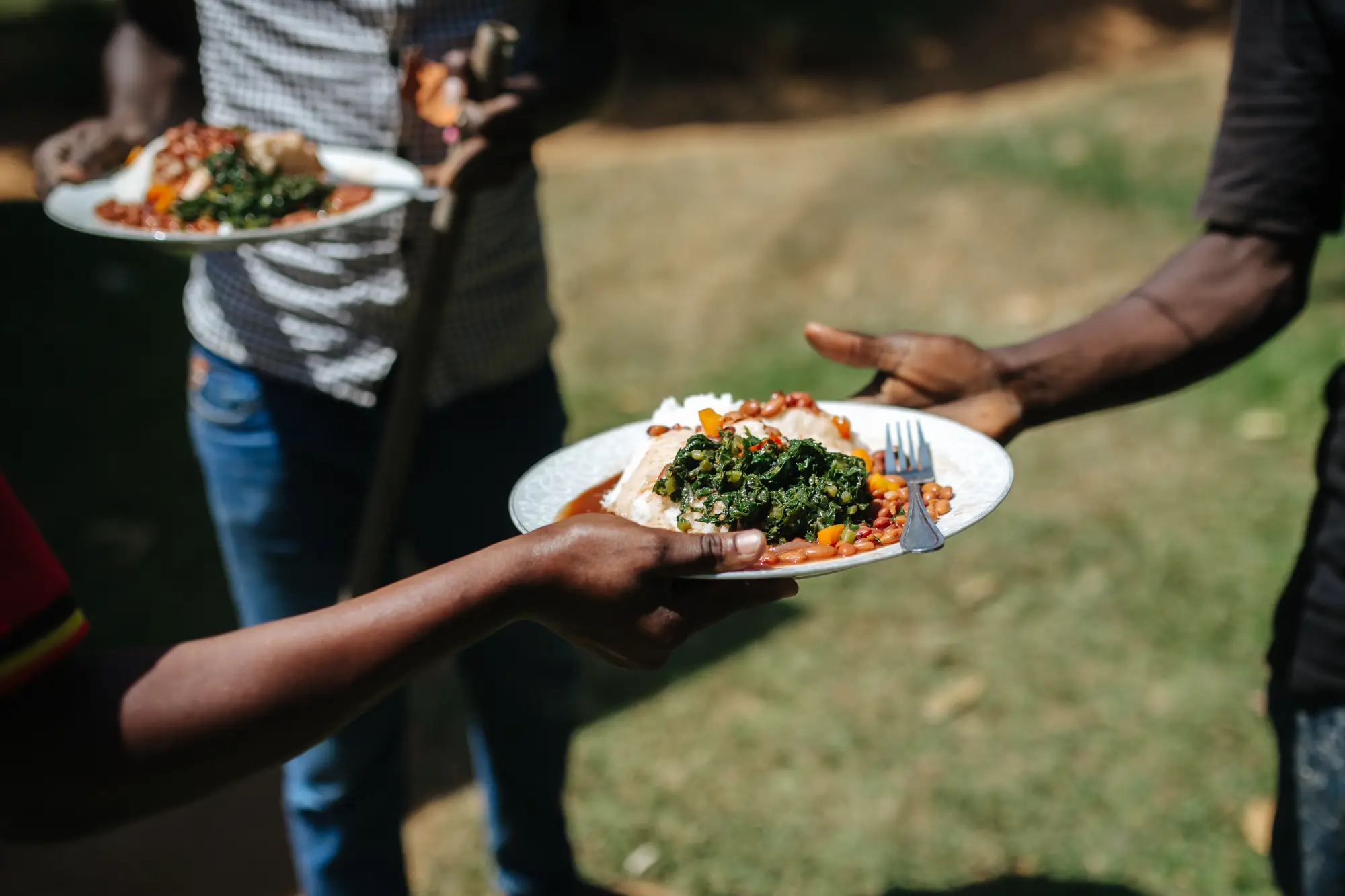 A plate of Ugandan cuisine being served.